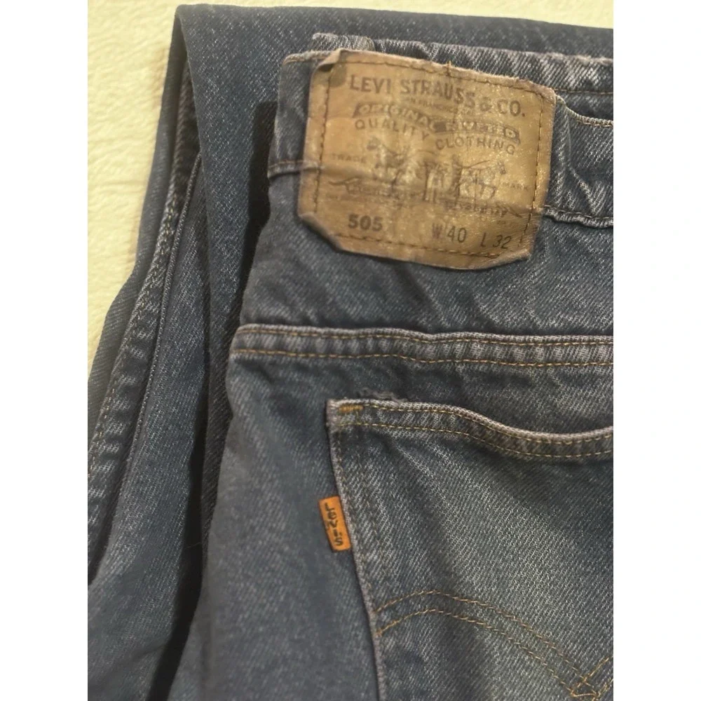 Vintage Levi's 505 Orange‎ Tab Jeans Men's Size 40x31.5 Y2K Zipper Fly Dark Wash